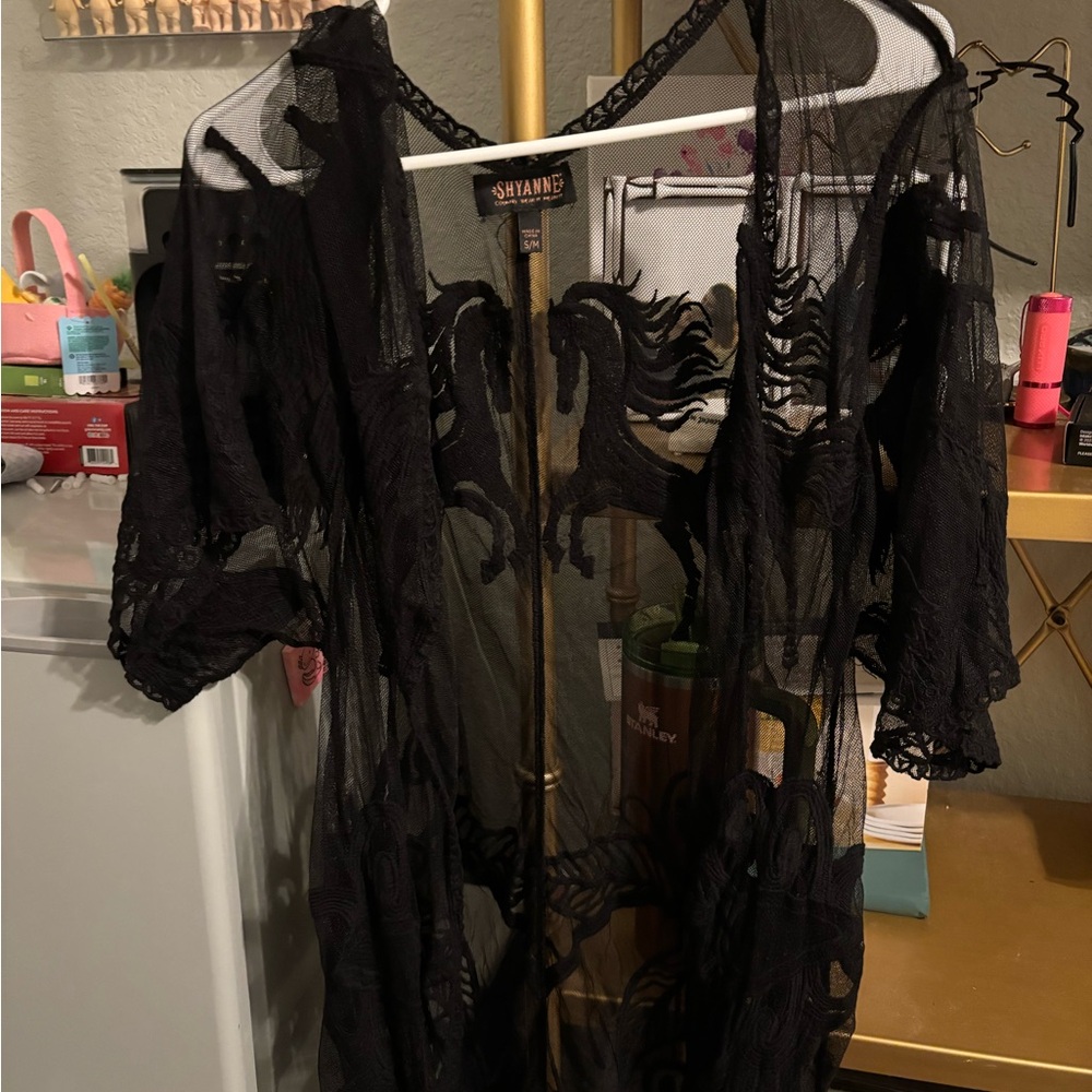 Shyanne Black Sheer Lace Robe
